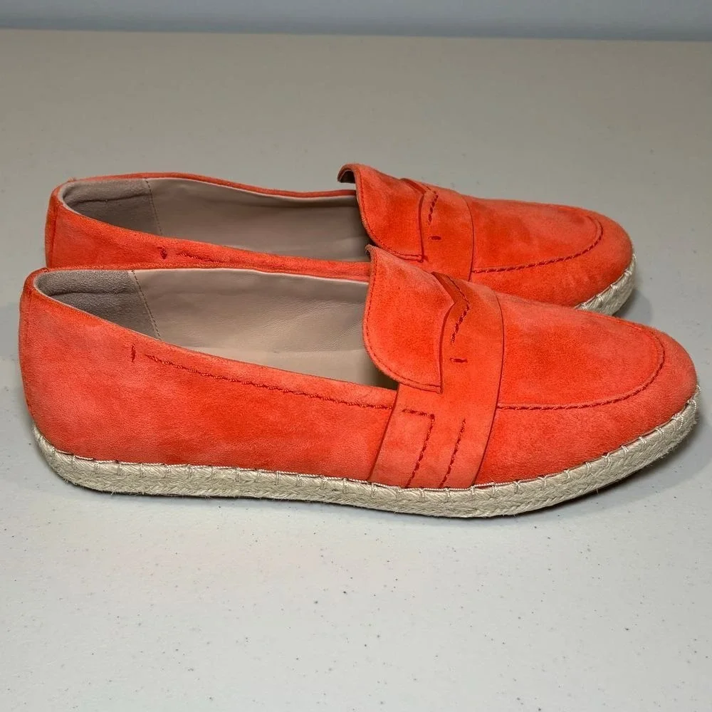 Cole Haan NWOT Women's Cloudfeel Montauk Orange Suede‎ Espadrille Loafers 8B